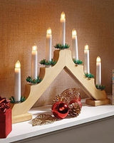 7 LED Christmas Wood Window Candle Bridge Arch