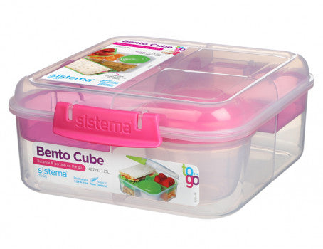 Sistema Bento Cube with Pot 1.25L-Pink - Wonder Box Jo