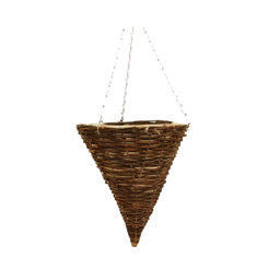 Black Rattan Hanging Basket Cone 12"
