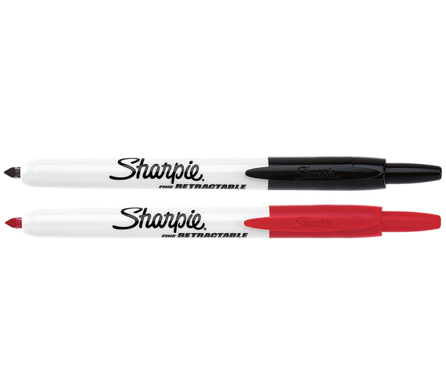 Sharpie Permanent Marker, Fine Point Retractable pack of 2