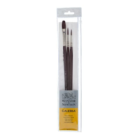 Winsor & Newton Galeria Synthetic Brush: Long Handle Assorted Size 3pc
