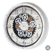Clockworks gears clock antique white 50cm