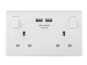 2 Gang 13 Amp Switched Double Socket With 2 Usb Ports | 1790-34