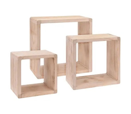Core Products Set of 3 Square Wall Cubes Display Shelf - Wood