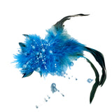 Ocean Blue Feather Pearl Headpiece