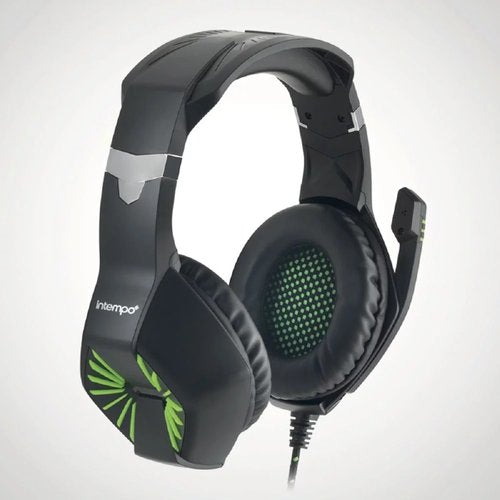 Green and black online gaming headset