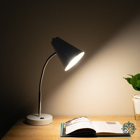 Desk lamp with usb charger mineral white