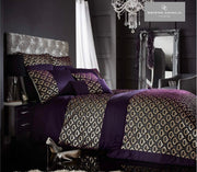 Gaveno Cavailia Luxurious Bed Set with Duvet Cover and Pillow Case, 100% Polyester, TESSELLA  Purple
