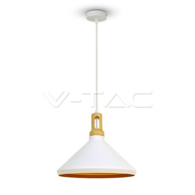 Modern Long White Wooden Top Pendant