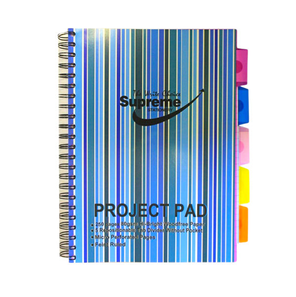Supreme 250pg 5 Subject Project Pad - Stripe Cover A4