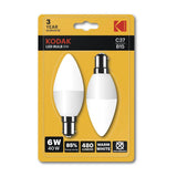 Kodak 2Pk C37 Ses (B15) 6W/40W Led Bulb