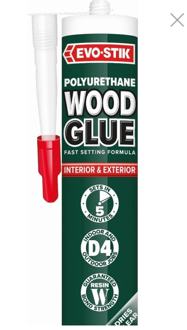 Evo-Stik Resin 'W' 5 Minute Polyurethane Waterproof Wood Adhesive D4 C20 Clear