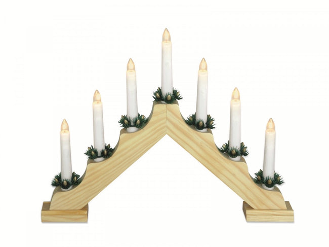 7 LED Christmas Wood Window Candle Bridge Arch