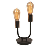 Black Twin Arm Table Lamp with Filament Bulb 25cm