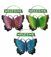 Metal Welcome Glitter Butterfly Wall Art Garden Decoration Fence Butterflies