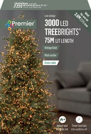 Premier 3000 Multi-function Christmas LED Lights - 5m Vintage Gold