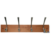 Headbourne 4 Large Modern Nickel Hooks on Solid Beech Coat Rack