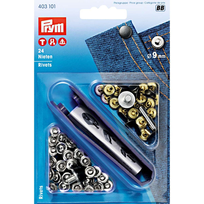 Prym Rivets 9mm silver-coloured/old iron