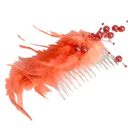 Red Orange Feather Pearl Headpiece