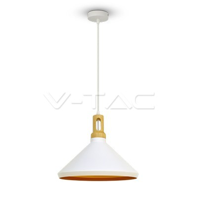 Modern Long White Wooden Top Pendant