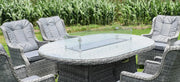 Amalfi 6 Seater Outdoor Oval Firepit Dining Set in Dark Grey