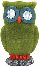 Flocked Grass Garden Owl Ornament Moss Design Animal With Solar Lights Outdoor Decoration