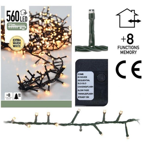 Micro-cluster 560 Led 11M Christmas light Extra Warm White