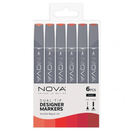 Nova Designer Markers - Reds - - 6 Pack
