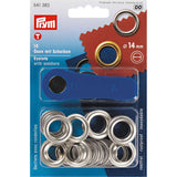 Prym Eyelets and washers, 14.0mm, silver-coloured 10 pc