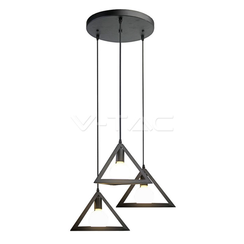 Trio Geometric Black Pendant Light E27 Black Canopy