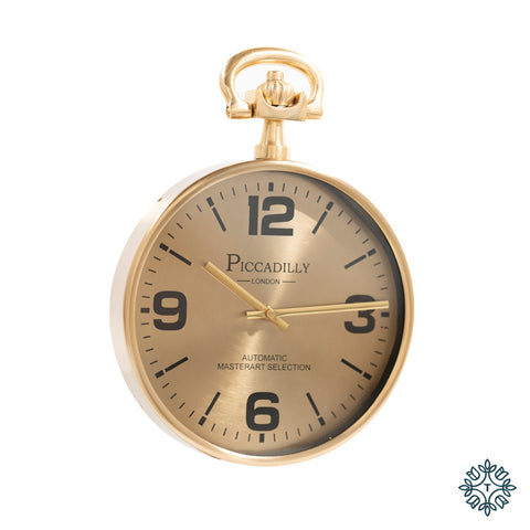 Picadilly wall clock antique brass 34cm