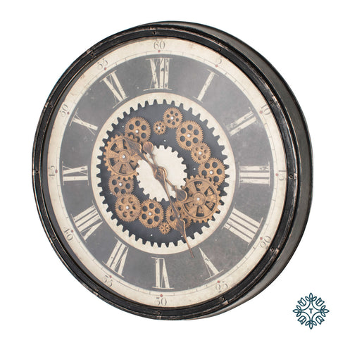 Clockworks gears clock antique grey 76cm