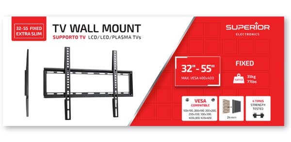 Tooq - TOOQ wall mount for 32 - 55 screens VESA 200x200, 300x300, 400x200  and 400x400 mm - Meubles TV, Hi-Fi - Rue du Commerce
