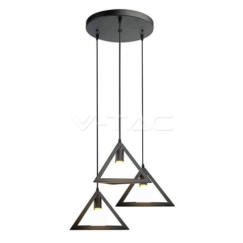 Trio Geometric Black Pendant Light E27 Black Canopy