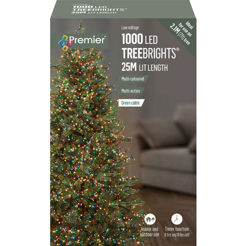 1,000 LED  25m  Premier TreeBrights Cluster Christmas Tree Lights In Multicolour~p102009843