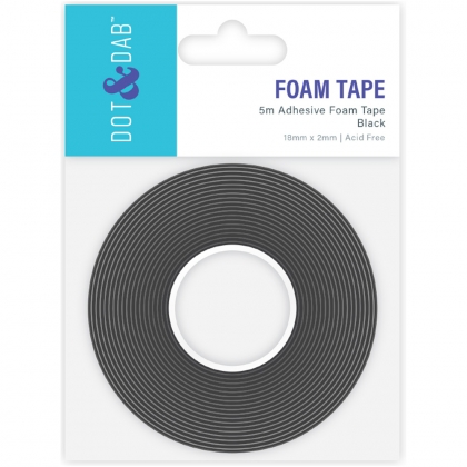 Dot & Dab Foam Tape Black 18mm Wide x 2mm Thick 5m Roll