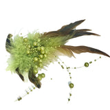 Sage Green Feather Pearl Headpiece