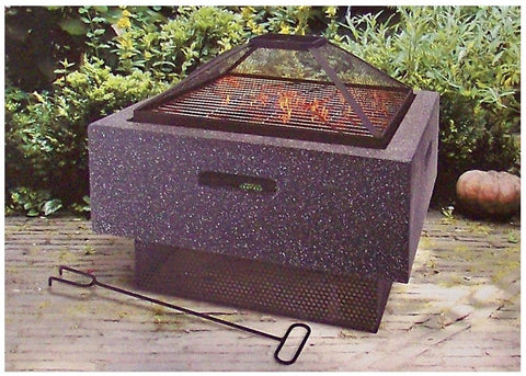 Ambience square fire bowl with BBQ rack