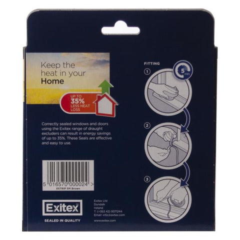Exitex P-Strip Brown Self Adhesive Rubber - Fits All Windows & Doors