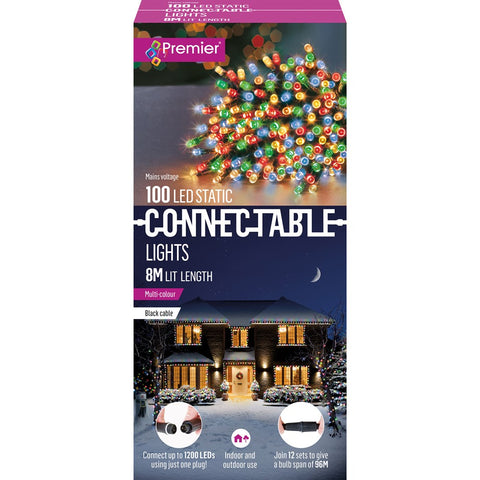 Premier 100 LED Static Connectable Lights - Multi-Coloured