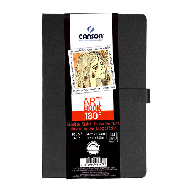 Canson 14x21.6cm 180 Sketchbooks 96gsm 80 sheets drawing pad open flat A5
