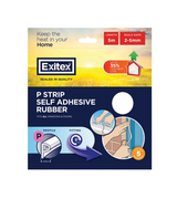 Exitex P-Strip White Self Adhesive Rubber - Fits All Windows & Doors