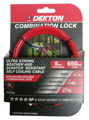 Dekton 5-STAR Protection Combination Number Bike Bicycle Cycle Lock 8mmx650mm.