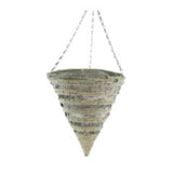 Green Rope & Birch Hanging Basket Cone 12"