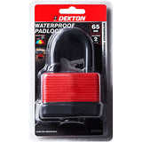 Dekton 65mm Waterproof Padlock Steel Shackle Outdoor Security Lock & Keys