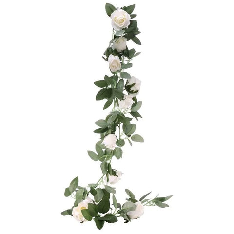Real Life Silk White rose garland 1.75m