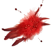 Flaming Red Feather Pearl Headpiece