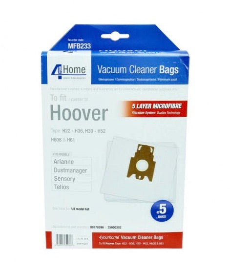 4 YOUR HOME HOOVER VACUUM CLEANER BAG PACK OF 5 MICRO FIBRE BAGS | MFB233