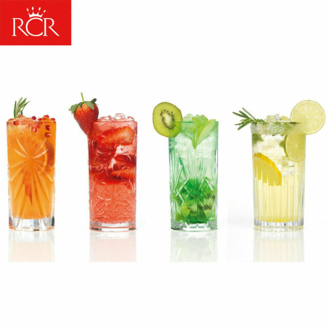 RCR Set of 4 Italian Crystal Luxion Mixology High-Ball Glasses 360ml
